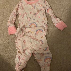 Caden lane 2 piece pink unicorns, 6-12 months